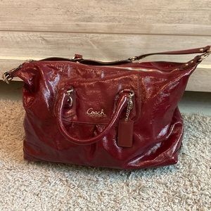 Coach Maroon Ashley Leather Satchel Shoulder Bag